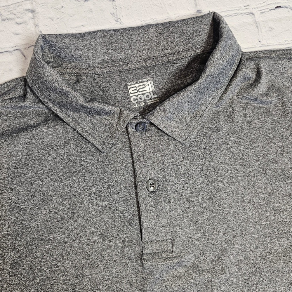 32 Degrees Cool Weatherproof Mens XL Polo Shirt Gray Short Sleeve